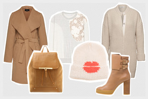 Modetrend im Winter - Farbkombination und Styling mit Mänteln in Camel und Off white sowie Creme und Beige