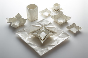 moij design mit Porzellangeschirr in Weiß im Origami Look , bestellen, Keramik