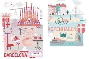 Städteposter Barcelona und Kopenhagen, kostenloser Download und Print zum selber ausdrucken