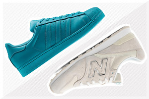 Adidas Originals Superstar, Supercolor von Pharrell Williams und New Balance Sneakers in Weiß