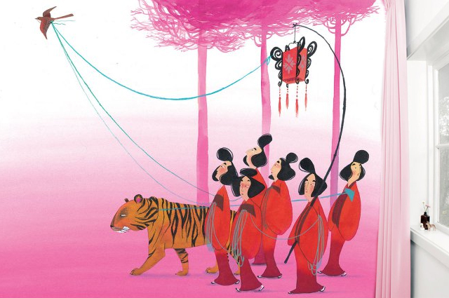 Fototapete für Kinderzimmer mit Illustration von Kek Amsterdam, tiger, Japan
